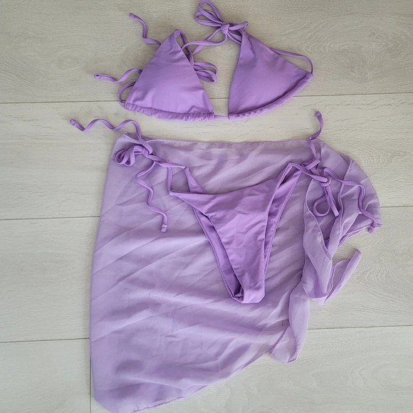 NWOT Shein lavendar string bikini with sheer wrap - Picture 1 of 1